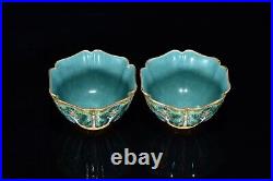 Chinese Antique Qing Dynasty Yongzheng Ancient Porcelain Cabbage BaiCai Bowls