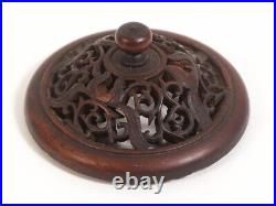 Chinese Antique Wood LID Cover Carved Reticulated Qing Dynasty