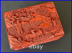 Chinese Carved Cinnabar Box, 19th Century Qing Dynasty