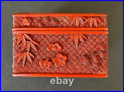 Chinese Carved Cinnabar Box, 19th Century Qing Dynasty