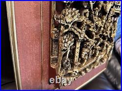 Chinese Carved and Gilded Antique Wooden Panel, Qing Dynasty