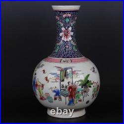 Chinese Porcelain Qing Dynasty Kangxi Famille Rose Personage Vase 15.03 Inch