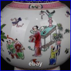 Chinese Porcelain Qing Dynasty Kangxi Famille Rose Personage Vase 15.03 Inch