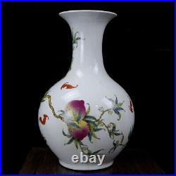 Chinese Porcelain Qing Dynasty Qianlong Famille Rose Peach Pattern Vase 13.77'