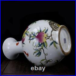 Chinese Porcelain Qing Dynasty Qianlong Famille Rose Peach Pattern Vase 13.77'