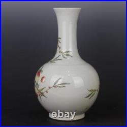 Chinese Porcelain Qing Dynasty Yongzheng Famille Rose Peach Pattern Vase 14.72'