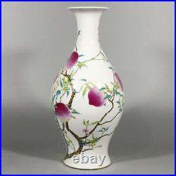 Chinese Porcelain Qing Dynasty Yongzheng Famille Rose Peach Vases 15.55 Inch