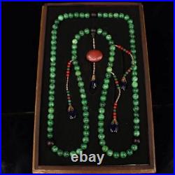 Chinese Qing Dynasty Court collection green jade necklace