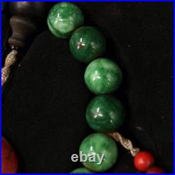 Chinese Qing Dynasty Court collection green jade necklace