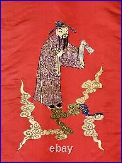 Chinese Qing Dynasty Embroidered Eight Immortals Couplet Panels