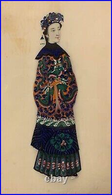 Chinese Qing Dynasty Mandarin Court Female Gauche Painting 19th Century