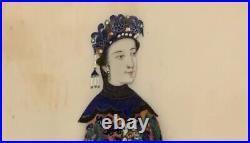 Chinese Qing Dynasty Mandarin Court Female Gauche Painting 19th Century