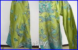 Chinese Qing Dynasty Silk Embroidered Dragon Robe / H 102cm / Plate Qing