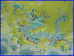 Chinese Qing Dynasty Silk Embroidered Dragon Robe / H 102cm / Plate Qing