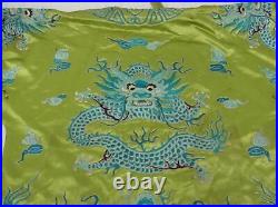 Chinese Qing Dynasty Silk Embroidered Dragon Robe / H 102cm / Plate Qing