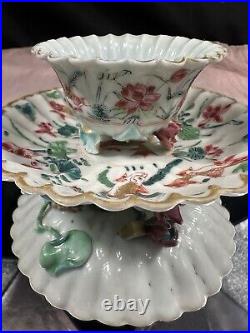 Chinese Qing Dynasty Yongzheng circa 1730' koi & floral Tea Cup & Saucer