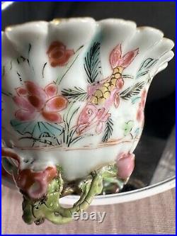 Chinese Qing Dynasty Yongzheng circa 1730' koi & floral Tea Cup & Saucer