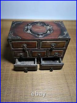 Chinese Qing Dynasty antique Yellow Boxwood wood Jewelry box Storage Box EVO