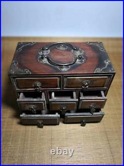 Chinese Qing Dynasty antique Yellow Boxwood wood Jewelry box Storage Box EVO