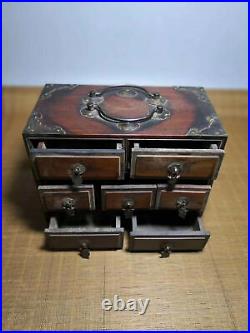 Chinese Qing Dynasty antique Yellow Boxwood wood Jewelry box Storage Box EVO