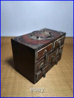 Chinese Qing Dynasty antique Yellow Boxwood wood Jewelry box Storage Box EVO