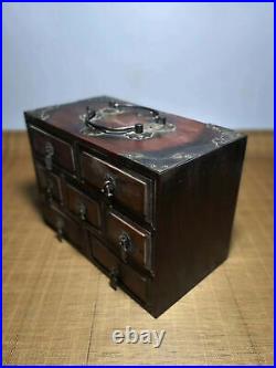 Chinese Qing Dynasty antique Yellow Boxwood wood Jewelry box Storage Box EVO