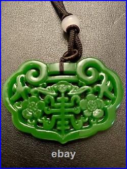 Chinese Vintage Jadeite Jade Pendant w Ruyi Motif Qing Dynasty