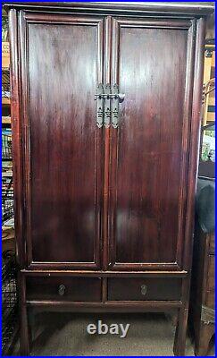 Chinese antique elm wood wardrobe-Qing Dynasty