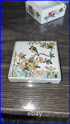 Chinese antique porcelain famille rose box Qing Dynasty