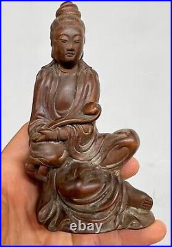 Fine Chinese Antique Wooden Statue of Quanyin. Qing Dynasty