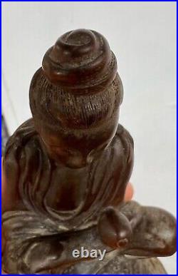 Fine Chinese Antique Wooden Statue of Quanyin. Qing Dynasty
