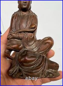 Fine Chinese Antique Wooden Statue of Quanyin. Qing Dynasty