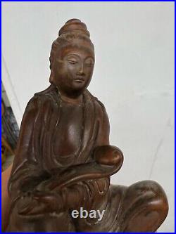 Fine Chinese Antique Wooden Statue of Quanyin. Qing Dynasty