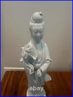 Large 14 Antique Chinese Qing Dynasty Guan Yin Blanc de Chine Porcelain Statue