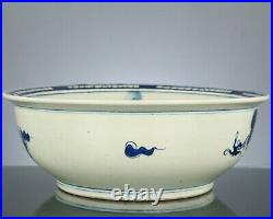 Large Antique Chinese Blue & White Dragon Bowl Qing dynasty 18th Century