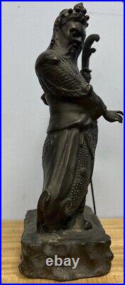 Large chinese qing dynasty bronze guandi figurine