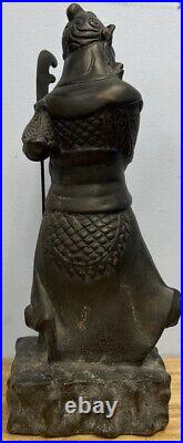 Large chinese qing dynasty bronze guandi figurine