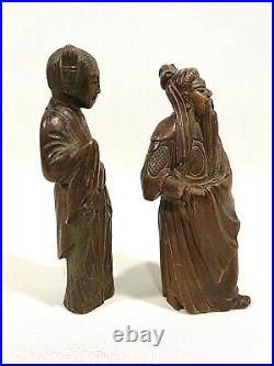 Late-Qing Dynasty ANTIQUE 6 CHINESE GILDED WOOD CARVED FIGURES