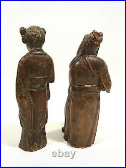 Late-Qing Dynasty ANTIQUE 6 CHINESE GILDED WOOD CARVED FIGURES