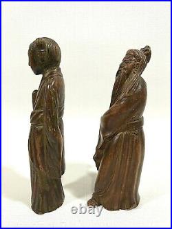 Late-Qing Dynasty ANTIQUE 6 CHINESE GILDED WOOD CARVED FIGURES