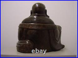 OLD CHINESE QING DYNASTY INLAID BRONZE FIGURE OF THE BUDDHA MONK'HOTEI'. 18th C