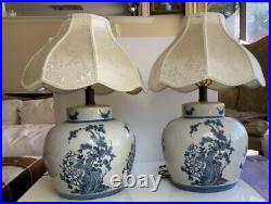 PAIR of Qing dynasty's Geware glaze Blue& White Chinese Porcelain Jar table lamp