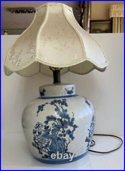 PAIR of Qing dynasty's Geware glaze Blue& White Chinese Porcelain Jar table lamp