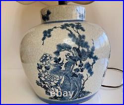 PAIR of Qing dynasty's Geware glaze Blue& White Chinese Porcelain Jar table lamp