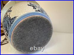 PAIR of Qing dynasty's Geware glaze Blue& White Chinese Porcelain Jar table lamp