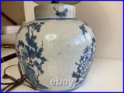 PAIR of Qing dynasty's Geware glaze Blue& White Chinese Porcelain Jar table lamp