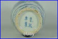 Pair FINE Antique Chinese QING Dynasty Blue White Porcelain Vase Scholar Art