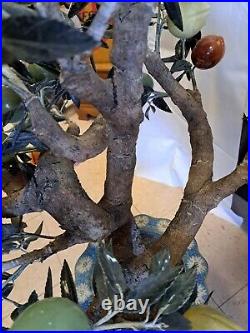 Pair Of Huge Vintage Chinese Qing Dynasty Jade Fruit Trees Cloisonne Pot 3