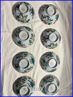 Qing Dynasty Antique Chinese Porceline Bowls Rare Set Of 8