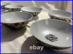 Qing Dynasty Antique Chinese Porceline Bowls Rare Set Of 8